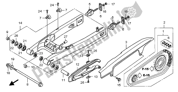 All parts for the Swingarm of the Honda CBF 1000A 2006