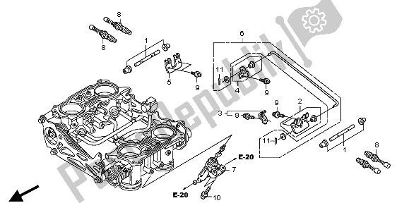All parts for the Throttle Body (component Parts) of the Honda ST 1300 2004