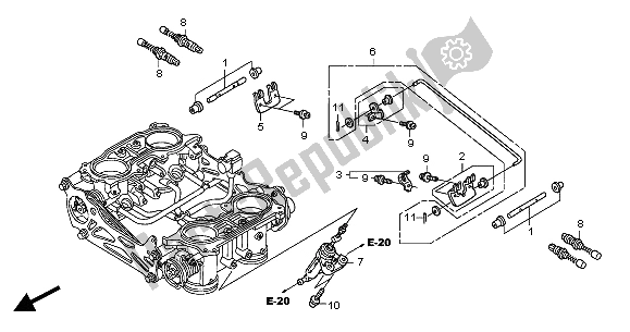 All parts for the Throttle Body (component Parts) of the Honda ST 1300 2004