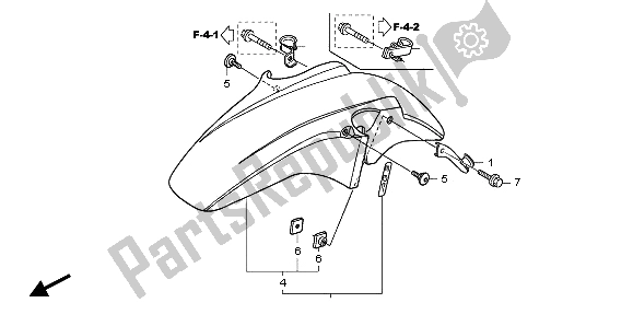 All parts for the Front Fender of the Honda CBF 600S 2006