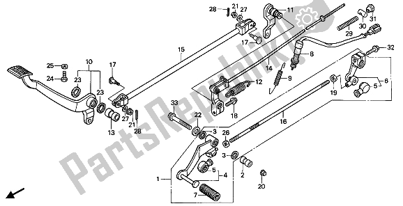 All parts for the Brake Pedal & Change Pedal of the Honda VT 600C 1993