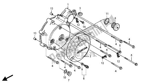Alle onderdelen voor de Linker Carterdeksel van de Honda VT 750C2S 2013