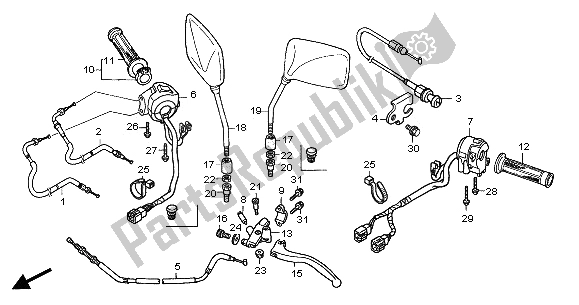 All parts for the Handle Lever & Switch & Cable of the Honda CBF 600N 2005