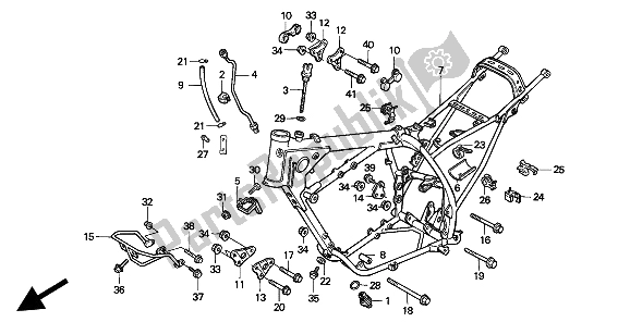 Todas as partes de Corpo Da Moldura do Honda XR 600R 1993