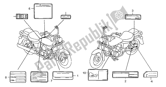 Todas las partes para Etiqueta De Precaución de Honda VT 125C 2001