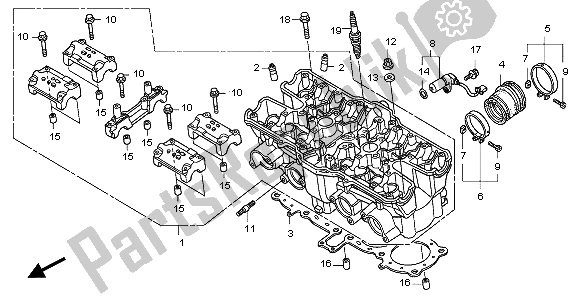 All parts for the Cylinder Head of the Honda CB 1300A 2007