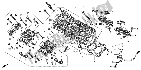 All parts for the Cylinder Head of the Honda CBR 600 RA 2013