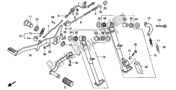 All parts for the Brake Pedal & Change Pedal of the Honda NX 250 1988