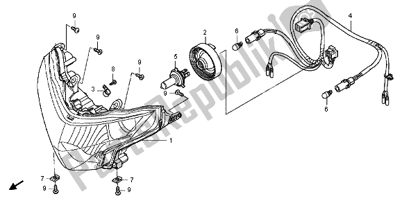 Alle onderdelen voor de Koplamp van de Honda CBR 125 RT 2012