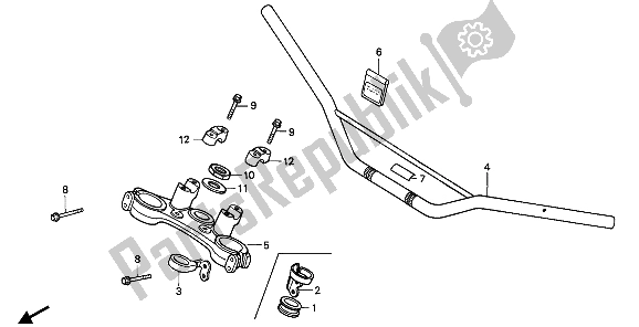 All parts for the Handle Pipe & Top Bridge of the Honda XR 600R 1987