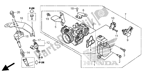 Tutte le parti per il Corpo Farfallato E Iniezione Di Carburante del Honda SH 300R 2013