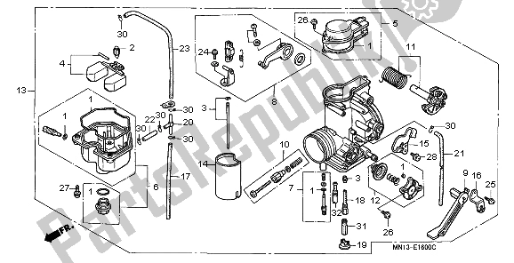 All parts for the Carburetor of the Honda XR 600R 1998