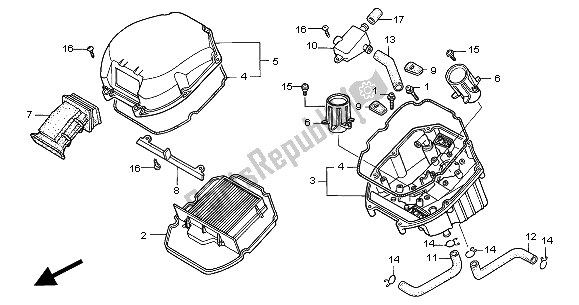 All parts for the Air Cleaner of the Honda XL 1000V 2000