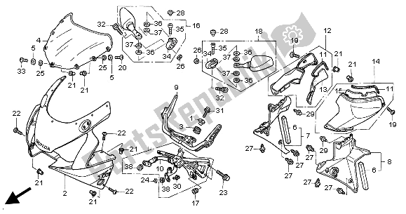 All parts for the Upper Cowl of the Honda CBR 900 RR 2002