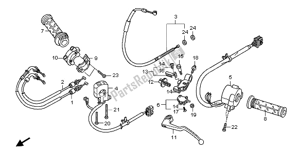 Todas las partes para Mango Palanca Interruptor Cable de Honda CBR 1000 RR 2009