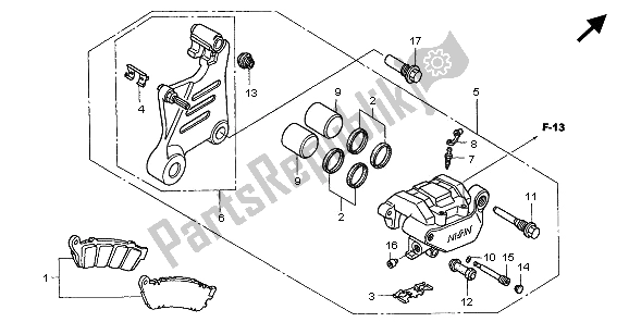 All parts for the Rear Brake Caliper of the Honda VTX 1800C1 2006