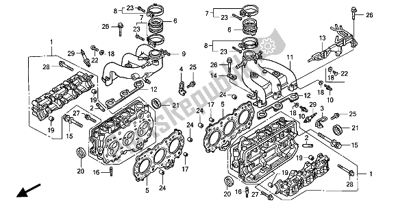 All parts for the Cylinder Head of the Honda GL 1500 SE 1994