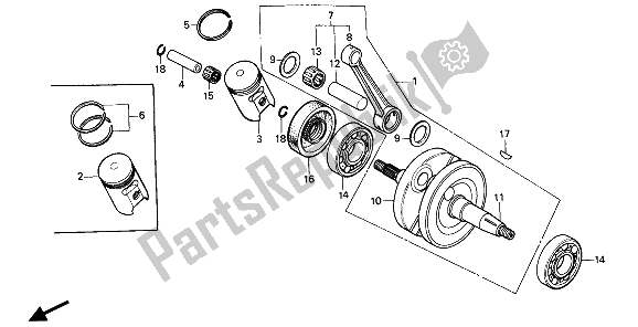 Todas las partes para Cigüeñal Y Pistón de Honda CR 80R 1986