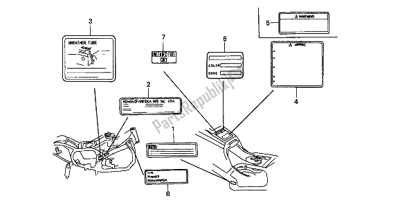 All parts for the Caution Label of the Honda GL 1500 SE 1994