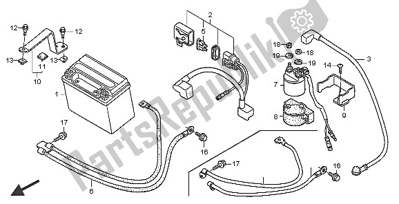 Todas las partes para Batería de Honda TRX 250 EX Sporttrax 2005