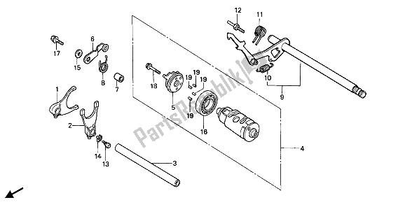 All parts for the Gearshift Drum of the Honda VT 600C 1989