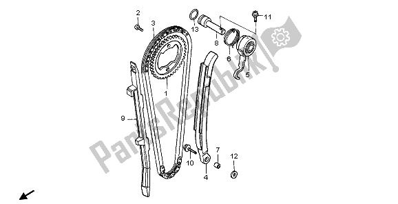 Alle onderdelen voor de Nokkenketting & Spanner van de Honda FMX 650 2006