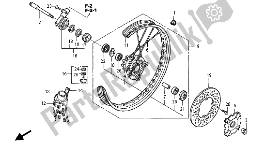 Tutte le parti per il Ruota Anteriore del Honda XR 250R 1996