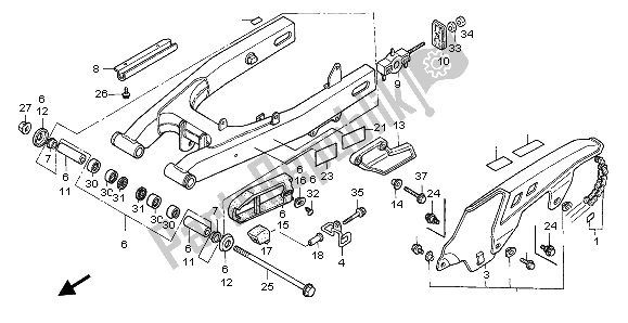All parts for the Rear Fork of the Honda XL 600V Transalp 1995