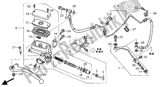 All parts for the Clutch Master Cylinder of the Honda ST 1300 2004