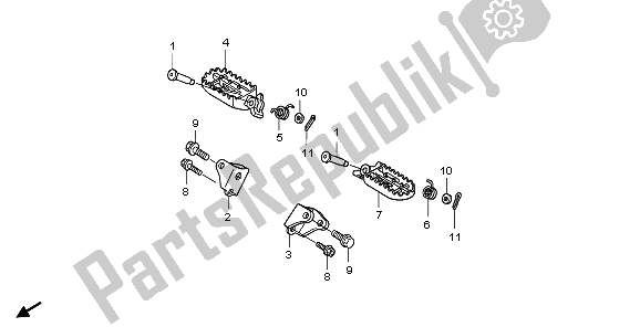 All parts for the Step of the Honda CRF 250X 2006