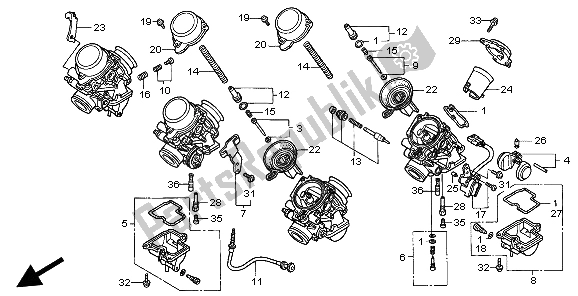 All parts for the Carburetor (component Parts) of the Honda CBR 900 RR 1998