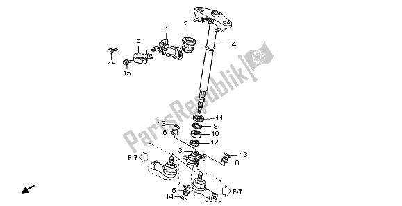 All parts for the Steering Shaft of the Honda TRX 650 FA Fourtrax Rincon 2004