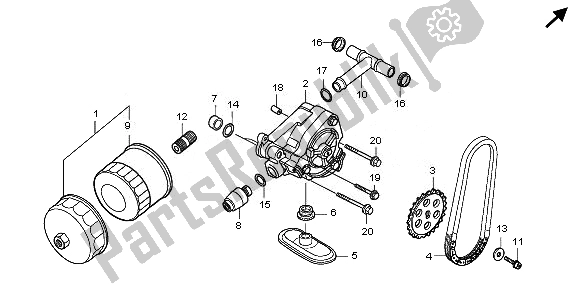 All parts for the Oil Pump of the Honda VT 750 CA 2008