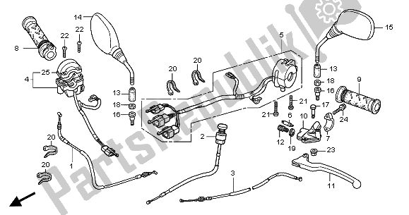 Alle onderdelen voor de Handvat Hendel & Schakelaar & Kabel van de Honda CBR 125 RW 2005