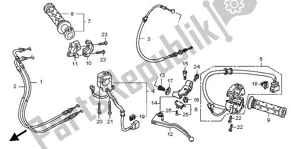 Alle onderdelen voor de Handvat Hendel & Schakelaar & Kabel van de Honda CBR 600 RA 2010