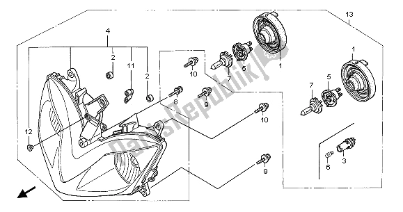 Alle onderdelen voor de Koplamp (eu) van de Honda CBR 600F 2003