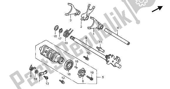 All parts for the Gearshift Drum of the Honda CBF 500 2008