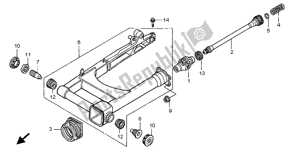 All parts for the Swingarm of the Honda VT 1100C3 1999