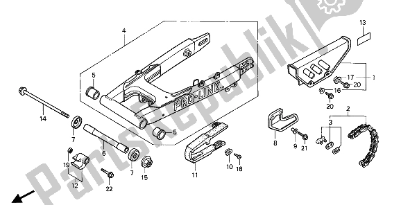 Tutte le parti per il Forcella Posteriore E Catena del Honda XR 80R 1990