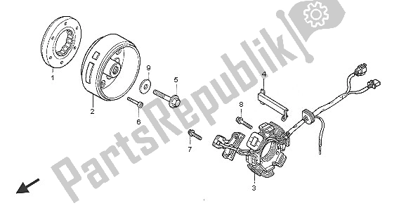 All parts for the Generator of the Honda XR 125L 2005