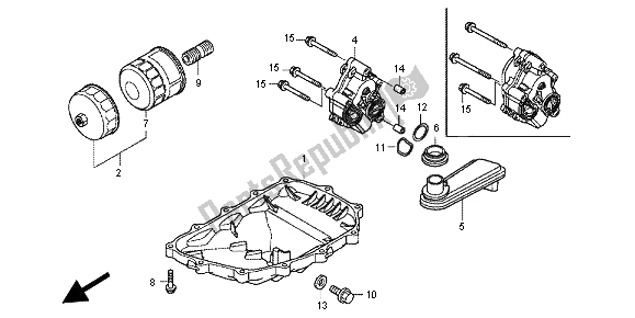 All parts for the Oil Pan & Oil Pump of the Honda NC 700 XA 2012