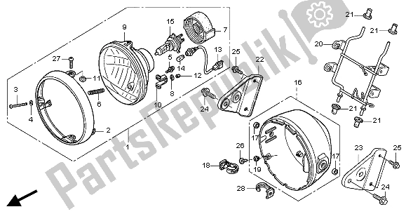 Todas as partes de Farol (reino Unido) do Honda CBF 250 2004