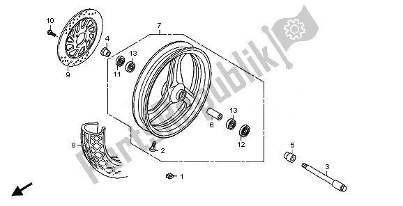 All parts for the Front Wheel of the Honda XL 125V 2011