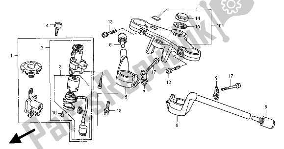 All parts for the Handle Pipe & Top Bridge of the Honda NSR 125R 2000