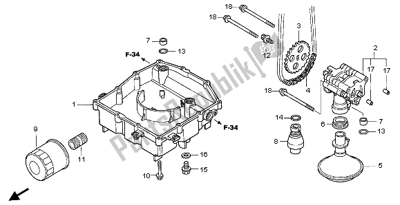 Toutes les pièces pour le La Pompe à Huile du Honda VFR 800A 2003