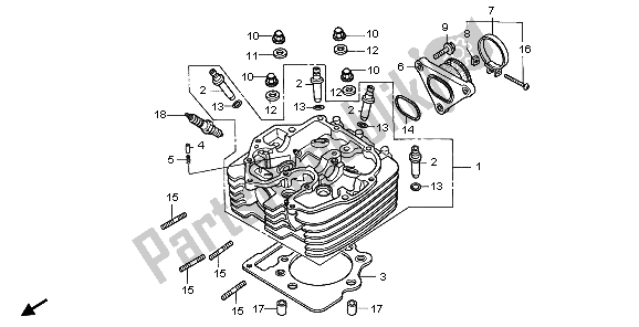 All parts for the Cylinder Head of the Honda XR 400R 1998