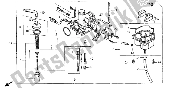 Tutte le parti per il Carburatore del Honda CA 125 1997