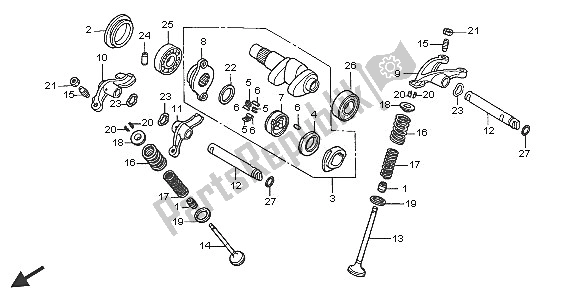 Todas as partes de árvore De Cames E Válvula do Honda XR 650R 2005