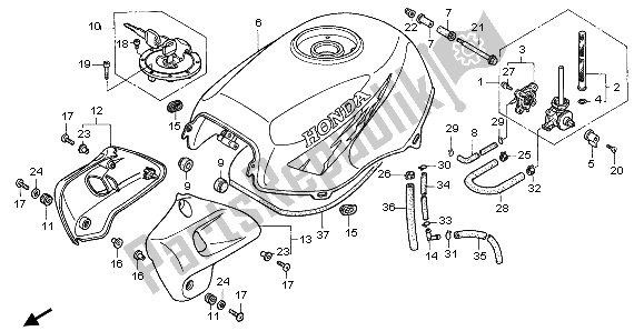 Tutte le parti per il Serbatoio Di Carburante del Honda CB 500 1996