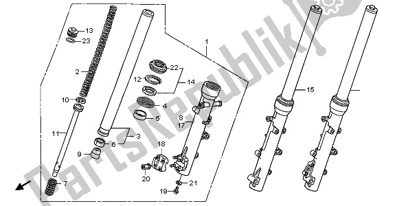 All parts for the Front Fork of the Honda XL 700V Transalp 2010